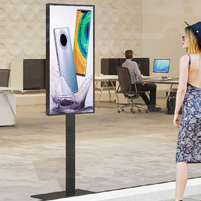 Pubblicità LCD verticale a 43 pollici di Digital dello schermo della finestra del pavimento dello schermo di visualizzazione dell'affissione a cristalli liquidi della finestra del negozio