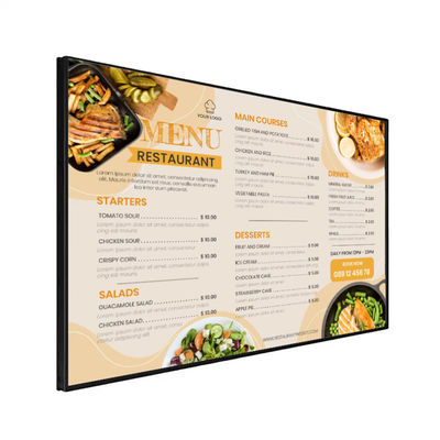 Display LCD pubblicitario interno lettore di segnaletica digitale per tavole dei menu digitali dei ristoranti