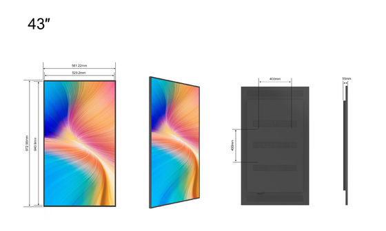 Display LCD ultra-sottili con finestra di 43 pollici 2500 cd/m2